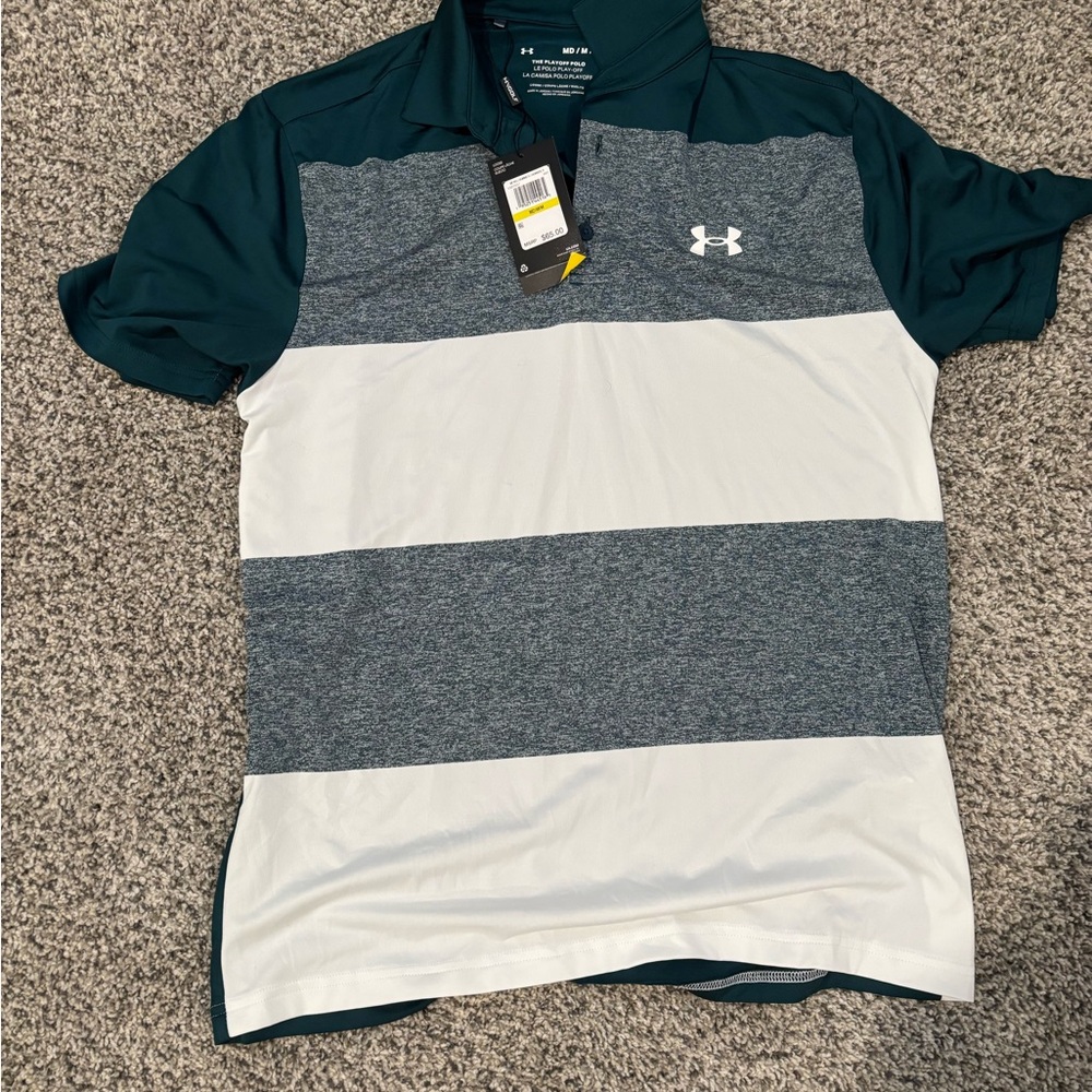Under Armour Green and Gray Performance Polo Shirt